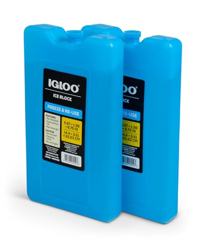 Igloo Large Maxcold 2 Pack Ice Block, Reusable Ice Packs for Coolers, Freezer Pack, Cold Packs for Coolers, Long Lasting Ice Blocks