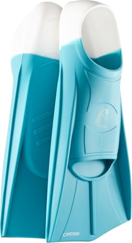CRESSI Vera Fins Aquamarine/White L-Unisex 100% Silicone Short Fins Closed Shoe Design, for Swimming, Open Water Training, Swimming Pool, Snorkelling, Diving, Aquamarine/White, L (EU 42/44)