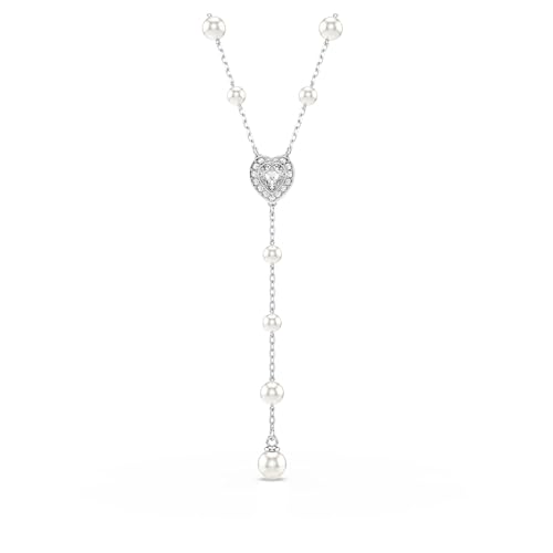 Swarovski Ariana Grande Y Style Crystal and Pearl Necklace in Rhodium Finish - Part of the Ariana Grande x Capsule Collection