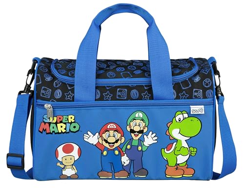 🔥 STARKER PREIS (-35%) Scooli - Super Mario Sporttasche für Kinder - 23 x 35 x 16 cm - geräumiges Hauptfach - Verstellbarer Schultergurt - Zubehör für die Schule - Umhängetasche