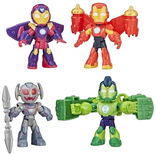 IRON MAN AND HIS AWESOME FRIENDS Marvel Iron Armor Figure Pack, 3-Inch Action Figures, Toy Playsets for Boys & Girls, Ages 3+ (Amazon Exclusive)
