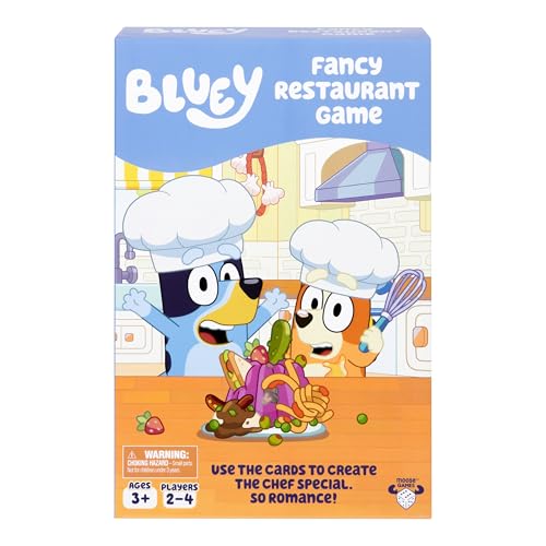 Bluey Fancy Restaurant Game, Join and Bingo as They Match Food Cards to Help Dad Prepare a Special Dinner for Mum, Serve up Fun While Building Memory and Matching Skills, Ages 3+, 2–4 Players