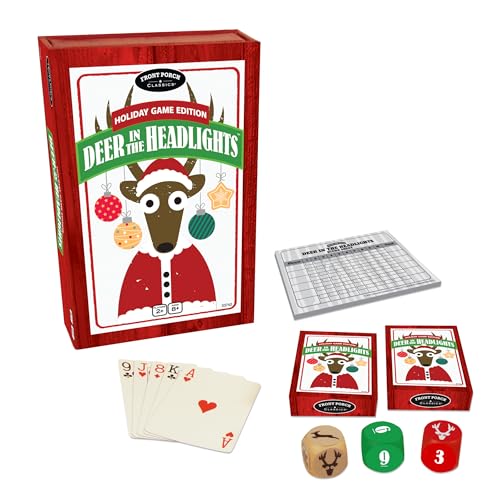 University Games Front Porch Classics, Deer in The Headlights Holiday Game Edition, Card and Dice Game, for 2 or More Players Ages 8 and Up