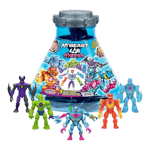 MRBEAST LAB Hybrids Mega Pack, Reveal Different Hybrid Parts to Create 5 Mix & Match Action Figures, Including a Mega Torso Panther Experiment to Reveal Hybrid's Real Colors, Collect 30+ Beasts