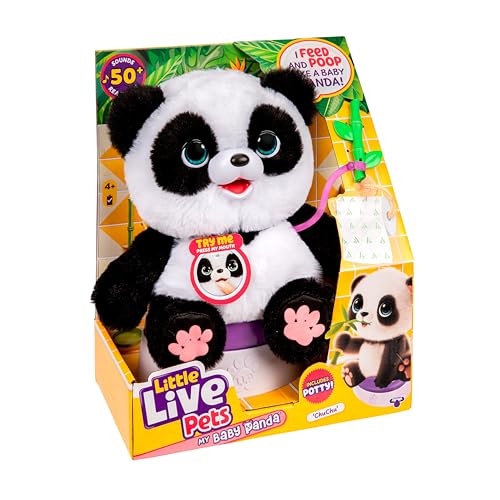 Little Live Pets My Baby Talking Panda ChuChu, Cuddly Panda Toy Plush with 50+ Sounds, Potty Dance, Kick, Feed, Kids Interactive Animal Toys Ages 4+