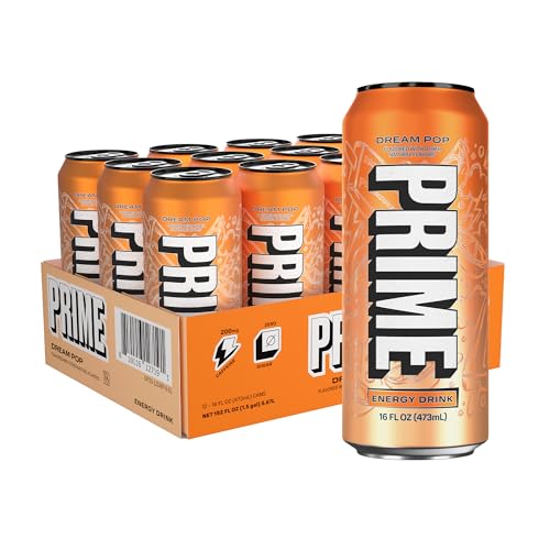 PRIME Energy DREAMPOP, Zero Sugar Energy Drink, 200mg Caffeine and 355mg of Electrolytes for Hydration, for Hydration, Vegan, Gluten Free,16 Fluid Ounce, 12 Pack