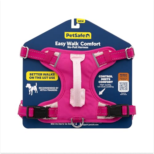 PetSafe Easy Walk Comfort No-Pull Dog Harness Full-Body Padding - Better Walks on The First Use - 5 Points of Adjustment Medium/Large, Pink