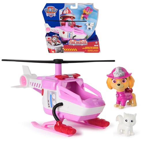 Paw Patrol, Fire Rescue Skye brandweerhelikopter met figuur, vanaf 3 jaar | lengte meer dan 17,7 cm, figuur 5 cm, mand, tang, draaibare propeller, hoogte 5 cm