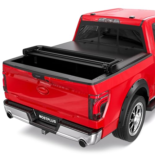 MOSTPLUS Quad Fold Soft Truck Bed Tonneau Cover On Top Compatible for 2015-2024 2025 Ford F150 F-150 Bed Fourth Fold Styleside 5.5 FT Bed Cover