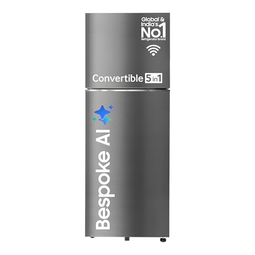 Samsung 350 L, 3 Star, Convertible 5-in-1, Digital Inverter, Frost Free Double Door, WiFi Enabled Bespoke AI Refrigerator (RT38DG5A4DS8HL, Elegant Ino