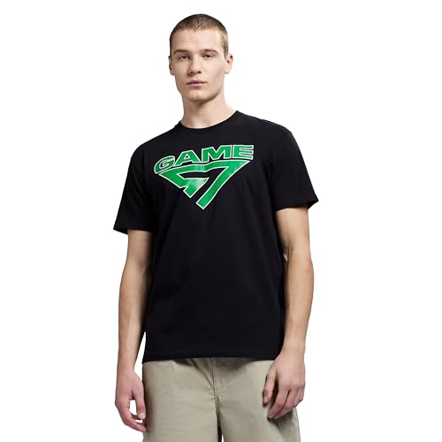 Game 7 Camiseta masculina de algodão e gola redonda e logotipo gráfico leve de manga curta