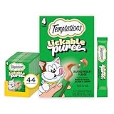 Temptations Creamy Puree Squeezable Lickable Cat Treats, Wet Cat Treats with Salmon and Shrimp, 0.42 oz. Tubes, 4 Count, Pack of 11 (44 Total)