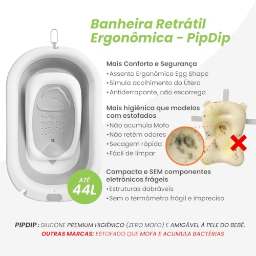 Banheira Azul Dobrável Com Redutor De Assento Para Bebês Pipdip