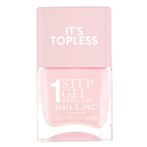 Nails Inc It's Topless Gel-Like Nail Polish, 4-in-1 Base Coat, Treatment, Color, Top Coat, Long Lasting, Strong, Chip Free Nails, Glossy Salon Quality Manicure, Air Dry Nail Polish, Dakota, 0.47 Fl Oz