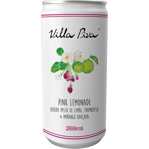 Suco Pink Limonade, Villa Piva, Sabor Limão, Framboesa e Morango, 269ml | Embalagem portátil e ideal para momentos de lazer, trabalho ou atividades ao ar livre