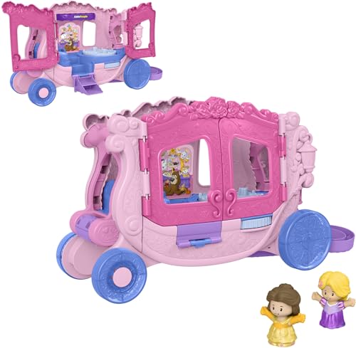 Fisher-Price Little People Toddler Toy Disney Princess Pull-Along Musical Carriage Playset with Figures for Pretend Play Kids Ages 18+ Months