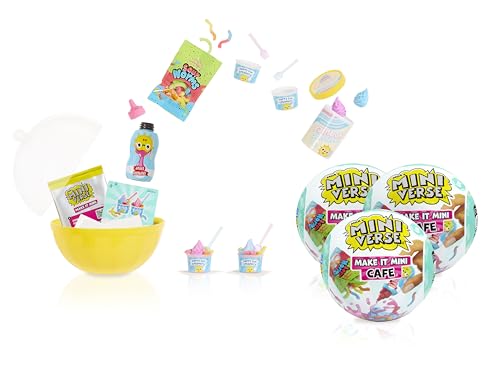 MGA's Miniverse Make It Mini Cafe Series 5 (3 Pack), Mini Collectibles - Mystery Blind Packaging, DIY, Resin Play, Replica Food, NOT EDIBLE, Collectors, 8+