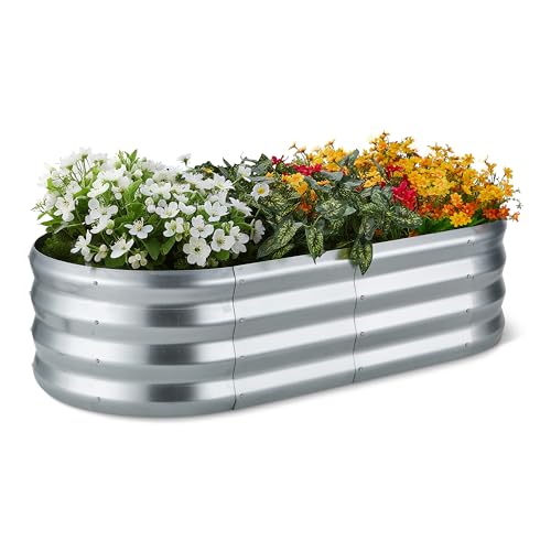 Amazon Basics Raised Garden Bed, Galvanized Steel, 48 x 24 x 12 inches, 1 Pack, Silver