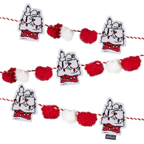 Hallmark Peanuts Snoopy Doghouse 72" Christmas Garland, Fabric, Gifts for Peanuts Fans