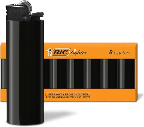 BIC Maxi Pocket Lighters, Safe and Reliable, Long-Lasting Pocket Lighters for Holiday and Everyday Use, All Black, 8-Pack