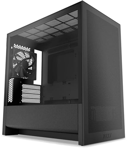 NZXT H3 Flow – Micro-ATX PC Case – Optimized Airflow – Includes 1 x 120mm Rear Fan – Supports Full-Sized GPUs – Fits 280mm Front, 240mm Top Radiator – Back-Connect Motherboard – Black