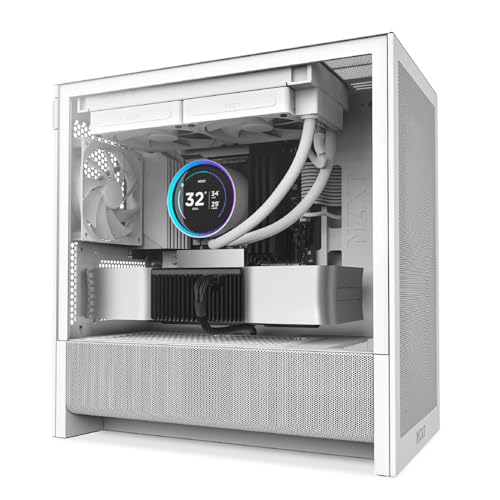 NZXT H3 Flow – Micro-ATX PC Case – Optimized Airflow – Includes 1 x 120mm Rear Fan – Supports Full-Sized GPUs – Fits 280mm Front, 240mm Top Radiator – Back-Connect Motherboard – White