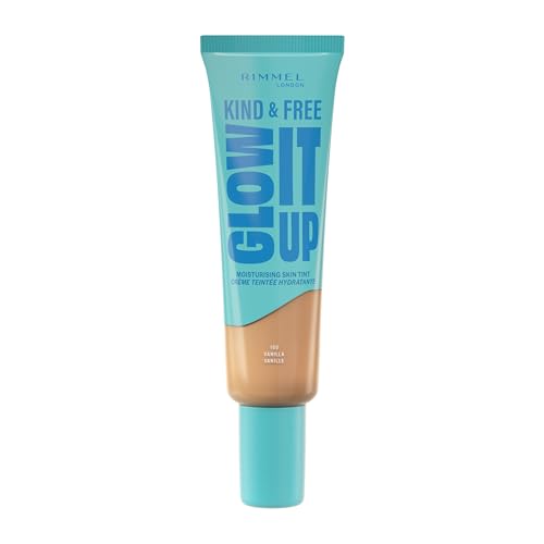 Rimmel Kind & Free, Glow It Up Moisturising Skin Tint, 160 - Vanilla, Healthy Glow, Blurs Imperfections, Includes Vitamin E, Aloe Vera, Pro-Vitamin B5, SPF 20, 30ml
