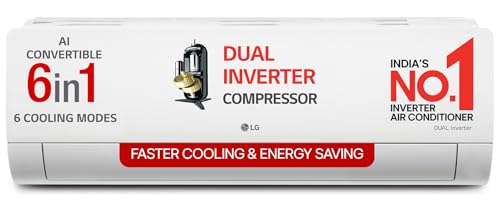 LG 1 Ton 5 Star DUAL Inverter Split AC (Copper, AI Convertible 6-in-1 with VIRAAT Mode, Faster Cooling & Energy Saving, 4 Way Swing, HD Filter with An