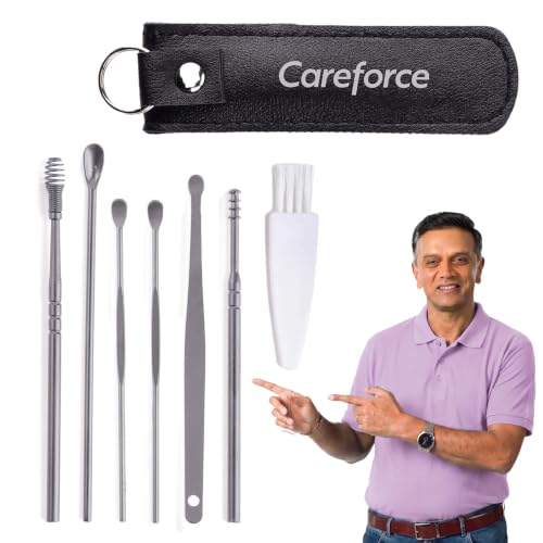 Careforce Ear Wax Cleaner - Resuable Ear Cleaner Tool Set with Storage Pack - Ear Wax Remover Tool Kit with Ear Curette Cleaner and Spring Ear Buds Cl