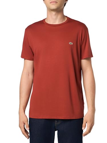 Lacoste Men's Crew Neck Short Sleeve Regular Fit Classic T-Shirt, Brown, Large