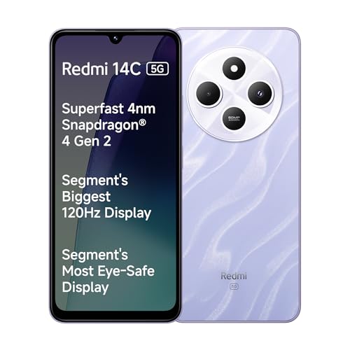 Redmi 14C 5G (Stardust Purple, 6GB RAM, 128GB Storage) | Superfast 4nm Snapdragon 4 Gen 2 | 120Hz 17.47cm (6.88”) Display | 5160mAh Battery | 50MP Dua