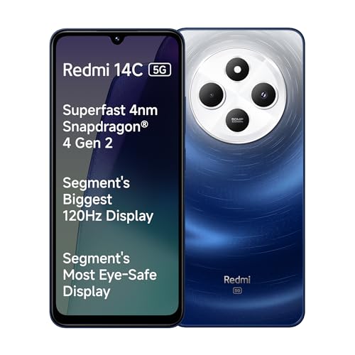 Redmi 14C 5G (Starlight Blue, 6GB RAM, 128GB Storage) | Superfast 4nm Snapdragon 4 Gen 2 | 120Hz 17.47cm (6.88”) Display | 5160mAh Battery | 50MP Dual