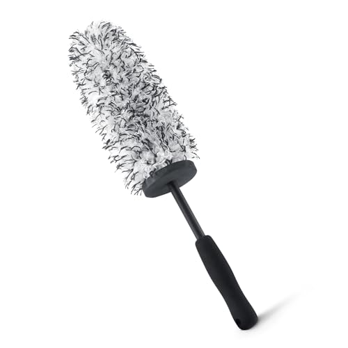 Amazon Basics Wheel Brush, Microfibre Wheel Cleaner for Scratch-Free Rim Cleaning and Car Detailing, Machine Washable, 42 cm, Grey