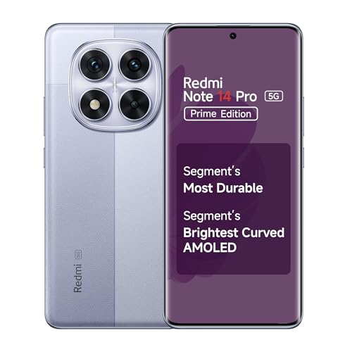Redmi Note 14 Pro 5G Prime Edition (Phantom Purple, 8GB RAM, 128GB Storage) | 50 MP Sony Camera Setup | Corning Gorilla Glass Victus 2 | 1.5K 3D Curve