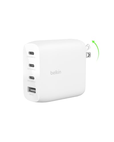 Belkin 112W 4-Port GaN Charger Block, USB-C Power Delivery Super Fast Charging & USB-A Port - MacBook, Samsung Galaxy S25, Apple iPhone 17, Air, iPad, Google Pixel, Nintendo Switch 2, etc. - White