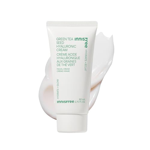 innisfree Green Tea Seed Hyaluronic Acid Cream, Korean Face Moisturizer with Ceramide & Skin Barrier Complex, Fragrance-Free & Non-Comedogenic, Jumbo