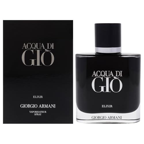 Armani Beauty, Acqua di Giò Elixir, 50ml, Giorgio Armani, Perfume Masculino Intenso, Fragrância Amadeirada Aquática com Notas de Bergamota, Mandarina Verde, Acorde de Violeta e Couro