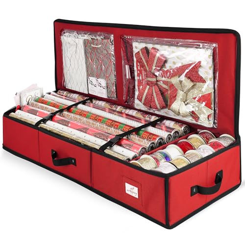 Hearth & Harbor Wrapping Paper Storage Container Wrap Organizer - Rectangular Gift Wrap...