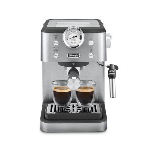 De’Longhi Classic Espresso Machine with Milk Frother, 15-Bar Pump & Temperature Control - Barista Coffee Maker Kit for Espresso, Latte, Cappuccino & Iced Coffee - Italian Stainless Steel Design