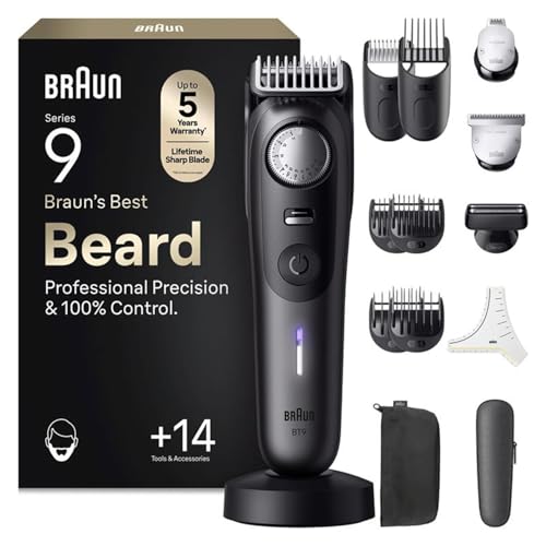 (-40%) Braun Barttrimmer Series 9, Kabelloser Bartschneider Herren, BT9565, Titan