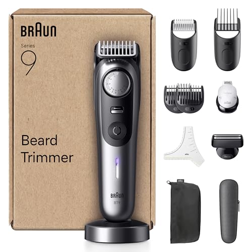 (-12%) Braun Barttrimmer Series 9, Kabelloser Bartschneider Herren, BT9545, Chrom