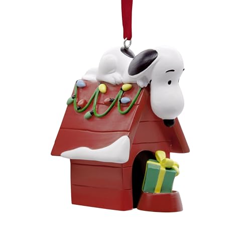 Hallmark Peanuts Snoopy on Holiday Doghouse Christmas Ornament, Gifts for Peanuts Fans
