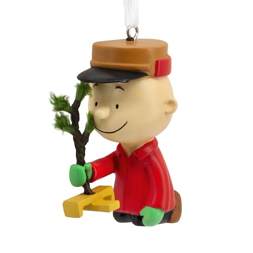 Hallmark Christmas Ornament, Peanuts Charlie Brown Kneeling with Tree Ornament, Gifts for Peanuts Fans