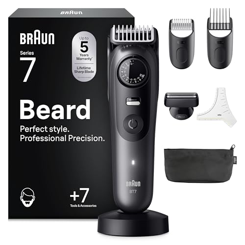 (-39%) Braun Barttrimmer Series 7, Kabelloser Bartschneider Herren, BT7525, Grau