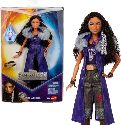 Mattel Disney Zombies 4: Dawn of The Vampires Willa Lykensen Fashion Doll with Removable Outfit & 7 Accessories, Inspired by The Movie
