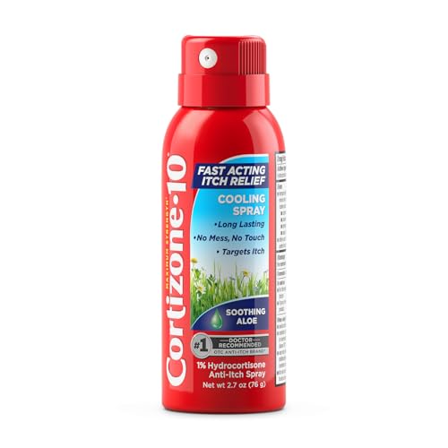 Cortizone 10 Maximum Strength Soothing Aloe Itch Relief Cooling Spray, 1% Hydrocortisone, Fast-Acting, Anti-Itch Spray for Bug Bites, Rash, Eczema, Psoriasis, Poison Ivy, Oak, Sumac, 2.7 oz