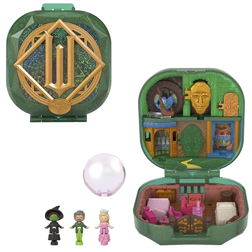 Polly Pocket Wicked x Collector Compact, Micro Dolls and Playset, 2 Themed Accessories, Iconic Shiz & Oz Locations, Glinda, Elphaba, & The Wizard