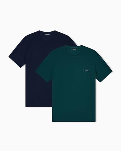 🔥 SELTEN SO GÜNSTIG (-41%) Man's Bold Monogram 2-Pack Crew Neck T-Shirt Blue S Fitted Fit, blau, S