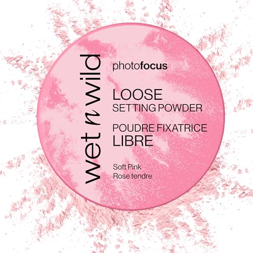 wet n wild Photo Focus Loose Setting Powder, Lightweight Silky Formula, Radiant Tint for a Luminous Glow, Blurring & Oil-Control Finish, Long-Lasting Makeup Setting Powder, Cruelty-Free - Soft Pink