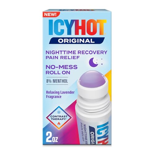 Icy Hot Nighttime Recovery No-Mess Pain Relief with Roll-On Applicator, 8% Menthol for Targeted Relief from Nighttime Aches and Soreness with Relaxing Lavender Scent, 2 Oz.